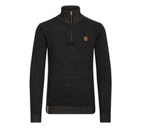 Indicode Nathen Herren Strickpullover Troyer Feinstrick Pullover Mit Stehkragen und Reißverschluss, Größe:L, Farbe:Black (999)