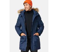 Indicode Herren Jarl Winterparka mit abnehmbarer Kunstfell-Kapuze und Stehkragen | warme dicke Winterjacke Navy M