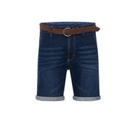 Indicode Quincy Herren Jeans Shorts Kurze Denim Hose Mit Gürtel Aus Stretch-Material Regular Fit, Größe:M, Farbe:Dark Blue (855)