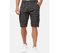 Indicode Herren Monroe Cargo Cargo-Shorts inkl. Gürtel | Bermuda Männer Sommerhose aus Baumwolle Raven Check L