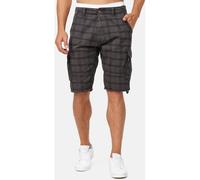 Indicode Herren Monroe Cargo Cargo-Shorts inkl. Gürtel | Bermuda Männer Sommerhose aus Baumwolle Raven Check M