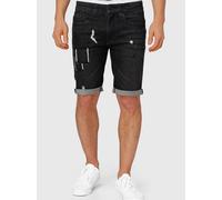 Indicode Herren Roberts Jeans Shorts mit 5 Taschen | Herrenshorts Used Look für Männer Black M