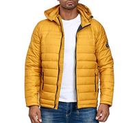 Indicode Übergangsjacke Herren - Lascelles - Mit abtrennbarer Kapuze und Tunnelzug - Herren Jacke im Steppjacken Look - Windsicher - Ideal für Frühling und Herbst - Gelb - Gr. S