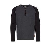Indicode Winston Herren Longsleeve Langarmshirt Shirt Mit Grandad-Ausschnitt, Größe:L, Farbe:Charcoal - Black (9994)