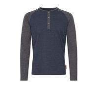 Indicode Winston Herren Longsleeve Langarmshirt Shirt Mit Grandad-Ausschnitt, Größe:L, Farbe:Navy Mix (420)