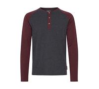 Indicode Winston Herren Longsleeve Langarmshirt Shirt Mit Grandad-Ausschnitt, Größe:XXL, Farbe:Charcoal - Wine (9993)