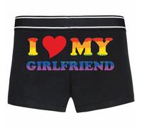 INDIGOS UG Boxershorts Herren schwarz - M - hinten - LGBTQ - Flagge - I Love My Girlfriend - Fun Unterhose für Männer - Unterwäsche - Party, Fußball, Geschenk, Freizeit