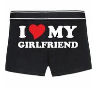 INDIGOS UG Boxershorts Herren schwarz - XXL - hinten - I Love My Girlfriend - Fun Unterhose für Männer - Unterwäsche - Party, Fußball, Geschenk, Freizeit