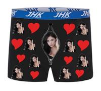 INDIGOS UG Boxershorts - Mann - schwarz - M - beidseitig - vollflächig - mit Reißverschluss Optik, Foto personalisiert - lustiges Motiv - Spruch - Unterwäsche - Unterhose - Freizeit - lustig