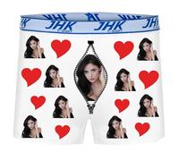 INDIGOS UG Boxershorts - Mann - weiß - L - beidseitig - vollflächig - mit Reißverschluss Optik, Foto personalisiert - lustiges Motiv - Spruch - Unterwäsche - Unterhose - Freizeit - lustig