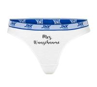 INDIGOS UG - Slip Damen Thong - Hochzeit - Mrs Wunschname - weiß - L - Wunschtext - Freunde, Hochzeit, Feier, Junggesellenabschied - lustiges Motiv - Spruch - JHK Unterhose - Damenterwäsche