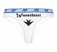 INDIGOS UG - Slip Damen Thong - weiß - M - beidseitig Bedruckt mit Pfeil - Wunschtext - personalisierte Geschenke - lustiges Motiv - Spruch - Damenunterwäsche - Unterhose personalisiert - Freizeit