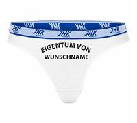 INDIGOS UG - Slip Damen Thong - weiß - M - Eigentum von - Bedruckt hinten - Wunschtext - personalisierte Geschenke - lustiges Motiv - Spruch - Damenunterwäsche - Unterhose personalisiert - Freizeit