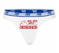 INDIGOS UG Slip Damen - weiß - L - hinten - Aus dem Weg ich muss Kacken - Fun Unterhose für Frau - Unterwäsche Thong - Party, Fußball, Geschenk, Freizeit