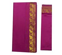 indischerbasar.de Brokat Sari lila Goldbrokat traditionelle Bekleidung Indien Tracht Bindi Wickelkleid Polyester