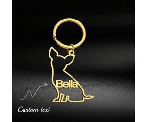 Individualisierter Schlüsselanhänger ohne Kette - süßer Hund & Katze Silhouetten Anhänger, personalisiert mit Namen, Geschenk für Tierliebhaber, Erinn