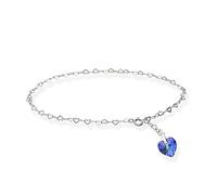 Individuelle Fußkette Fußkettchen XL 32cm 925 Sterling Silber für Damen gefertigt mit Swarovski Elements Herz Anhänger individuell einstellbar. Hochwertiger Fußschmuck für Frauen und Mädchen.