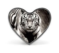 Individuelle schwarze und weiße Tiger-Anstecknadel aus Aluminiumlegierung, personalisierbar, Herz, exquisite Brosche, klassische Mini-Brosche für Rucksäcke, Hut, Anzug, Jacke, Dekoration