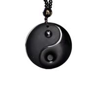 InDmar Jadeit-Jade-Anhänger, Anhänger-Halskette, natürlicher Obsidian, Drache, Phönix, die acht Trigramme, Anhänger, Amulett, Friedensmaskottchen (Color : B)