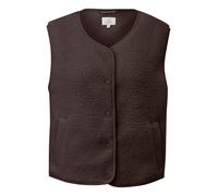Plüschweste QS, Damen, Gr. XL, braun, Plüsch, Obermaterial: 100% Polyester, unifarben, hüftlang, V-Ausschnitt, Westen, Druckknöpfe, abgerundeter V-Ausschnitt (97261310-XL) braun