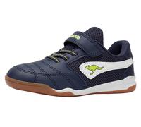 Indoorschuh KANGAROOS "K-BRACEYARD EV", Mädchen, Gr. 29, dk navy, lime, Mesh, Synthetik, Schuhe, Hallenschuh für Kinder und Jugendliche, mit Klettverschluss (45980441-29) dk navy, lime