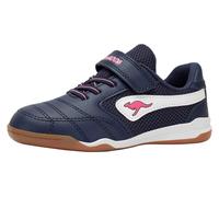 Indoorschuh KANGAROOS "K-BRACEYARD EV", Mädchen, Gr. 34, dk navy, daisy pink, Mesh, Synthetik, Schuhe, Hallenschuh für Kinder und Jugendliche, mit Klettverschluss (61010065-34) dk navy, daisy pink