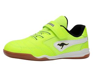 Indoorschuh KANGAROOS "K-BRACEYARD EV", Mädchen, Gr. 35, neon gelb, jet schwarz, Mesh, Synthetik, Schuhe, Hallenschuh für Kinder und Jugendliche, mit Klettverschluss (55719229-35) neon gelb, jet schwa