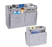 Indrnif 2 Stück Filz Taschenorganizer Handtaschen Innen Organizer, Handtasche Organizer Einsatz mit Mehreren Fächern, Kosmetik Tasche Organizer (30x20x10/18x17x7 cm, Grau)