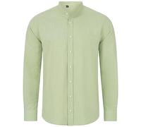 Indumentum Herren Hemd Leinen-Optik Sommer Hemd Herrenhemd Krangelos Leinenhemd Shirt Männer Hemden H-321 Grün 5XL