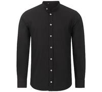 Indumentum Herren Hemd Leinen-Optik Sommer Hemd Herrenhemd Krangelos Leinenhemd Shirt Männer Hemden H-321 Schwarz M