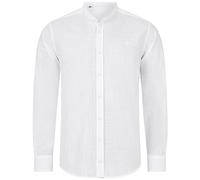 Indumentum Herren Hemd Leinen-Optik Sommer Hemd Herrenhemd Krangelos Leinenhemd Shirt Männer Hemden H-321 Weiß 4XL