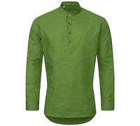 Indumentum Herren Hemd Schlupfhemd Leinenhemd Hemden Langarm Hemd Regular Fit Herrenhemd Basic Sommerhemd Männer Hemd Shirt H-346 Grün 5XL