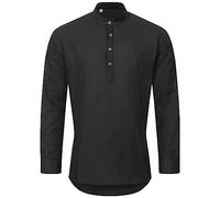 Indumentum Herren Hemd Schlupfhemd Leinenhemd Hemden Langarm Hemd Regular Fit Herrenhemd Basic Sommerhemd Männer Hemd Shirt H-346 Schwarz L