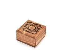 Indus Lifespace Schmuckkästchen aus Akazienholz - dekorative Vintage-Aufbewahrungsbox - antik für Andenken, Vatertag, Muttertag, Jubiläen (10,2 x 10,2 x 6,3 cm)