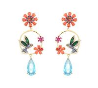 Inecklaced 925er Silber Ohrringe Damen, Europäische Farbige Zirkon Blumen Kolibri Kreis Ohrclips Mode Temperament Ohrstift, Party Geschenk Hypoallergen Blei Free Ohrstecker Schmuck Zubehör