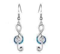 Inecklaced 925er Silber Ohrringe Damen, Exquisite Musiknote European Style Ohrclips Neuheit Blau Opal Anhänger Ohrhaken Für Dame, Party Geschenk Hypoallergenic Pierced Ear Bone Stud Schmuck Zubehör