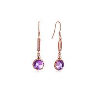 Inecklaced 925er Silber Ohrringe Damen, Natürliche Amethyst Tropfen Ohrclips Mode Roségold Glänzende Kristall Ohrlinie Mit Box, Muttertagsgeschenk, Mädchen Ohrstecker Hypoallergenen Schmuck Zubehör
