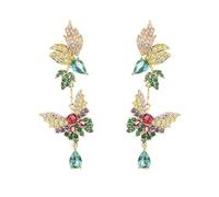 Inecklaced 925er Silber Ohrringe Damen, Schöne Schmetterling Mode Farbe Zirkon Ohrclips Fee Temperament Kristall Vogel Ohrnadel, Party Geschenk Hypoallergen Blei Kostenlose Ohrstecker Schmuck Zubehör