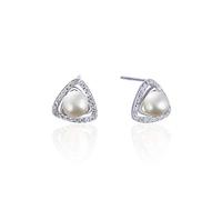 Inecklaced 925er Silber Ohrringe Damen, Süßwasserperle Glänzend Zirkon Temperament Ohrclips Schillernde Kristallnadel Ohrstifte, Partygeschenk Hypoallergen Pierced Ear Bone Stud Schmuck Zubehör