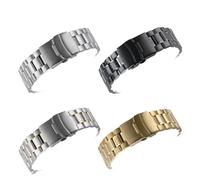 INEOUT 18 20 22 24 Mm Uhrenarmband Aus Massivem Edelstahl 304L, Doppelte Metallschnalle For Drücken Von Uhrenarmbändern, Zubehör Mit Werkzeug(Silver,24mm)