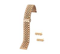 INEOUT 19/20/21/22 Mm Massives Edelstahl-Uhrenarmband 12/13/14/16/17/18 Mm Armband Flach Gebogenes Ende Halbkreis-Gliederarmband Ersatz(Rose-Gold,18mm)