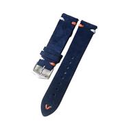 INEOUT 20mm 22mm Persönlichkeit Echtes Leder Doppel Stiche Uhr Band Strap For Armband Armband(Blue,22mm)