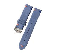 INEOUT 20mm 22mm Persönlichkeit Echtes Leder Doppel Stiche Uhr Band Strap For Armband Armband(Blue Gray,20mm)
