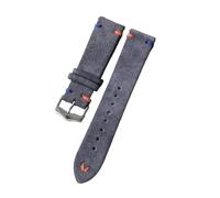 INEOUT 20mm 22mm Persönlichkeit Echtes Leder Doppel Stiche Uhr Band Strap For Armband Armband(Gray,22mm)