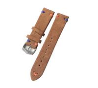 INEOUT 20mm 22mm Persönlichkeit Echtes Leder Doppel Stiche Uhr Band Strap For Armband Armband(Light Brown,20mm)