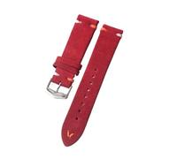 INEOUT 20mm 22mm Persönlichkeit Echtes Leder Doppel Stiche Uhr Band Strap For Armband Armband(Red,20mm)