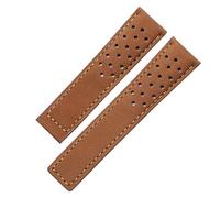 INEOUT Armband Aus Mattem Rindsleder, 22 Mm, Kompatibel Mit TAG HEUER CARRERA Monaco-Serie, Uhrenarmband, Herrenarmband, Armband, Vintage-braunes Band (Color : Brown-Strap, Size : 22mm)
