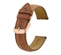 INEOUT Crazy Horse Lederarmband 18mm 20mm 21mm 22mm 24mm Ersatzschnalle für Herren Roségold, Hellbraun, 23mm
