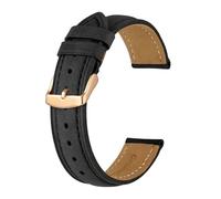 INEOUT Crazy Horse Lederarmband 18mm 20mm 21mm 22mm 24mm Ersatzschnalle für Herren Roségold, Schwarz (Black Line), 18mm
