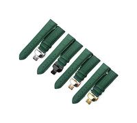 INEOUT Echtes Lederarmband Grünes Uhrenarmband Schmetterlingsverschluss Uhrenarmband 10 12 13 14 15 16 17 18 19 20 21 22 24mm(Green black clasp,17mm)